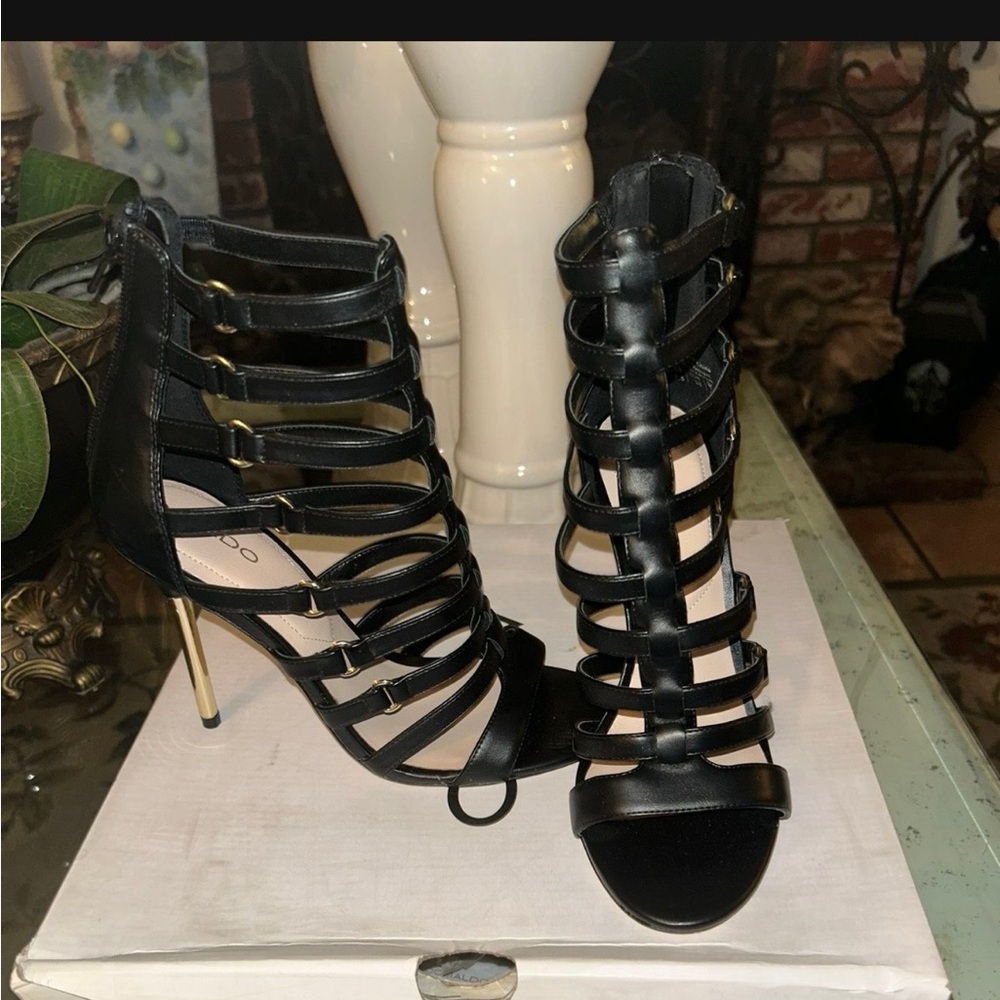 Aldo Elegant Black Strappy Heels
